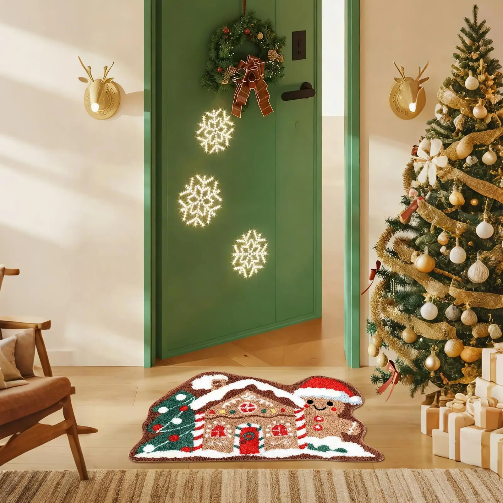 

Пряничный рождественский коврик 23,6x13,7 дюймов, нескользящий милый мягкий рождественский коврик для кухни, ванной, приветственный коврик для крыльца, входа, душа
