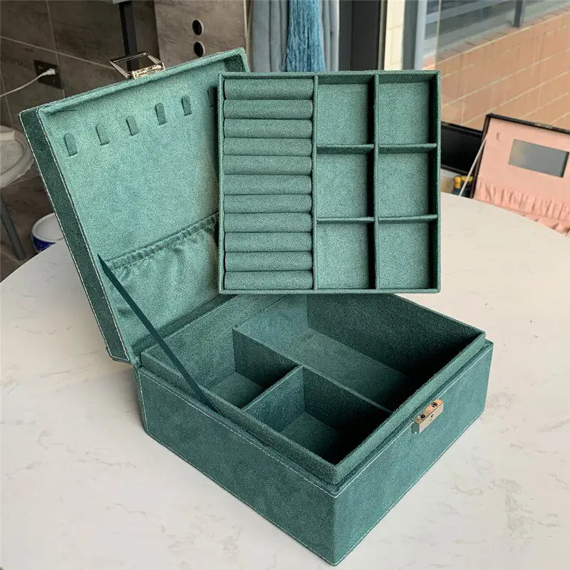 Simple Jewelry Storage Box Ring Earring Organizer Showcase Boxes Portable Jewellery Cases Large Capacity Display Protect Case