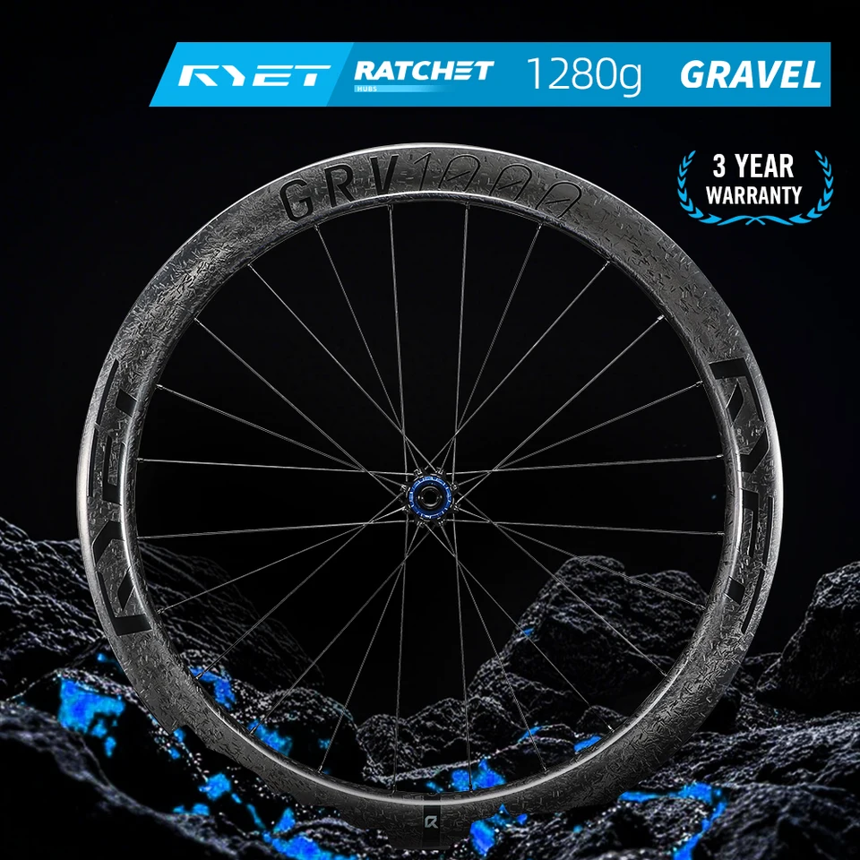 RYET 1280g Gravel Carbon Wheelset 52T Ceramic Ratchet Hub Pillar