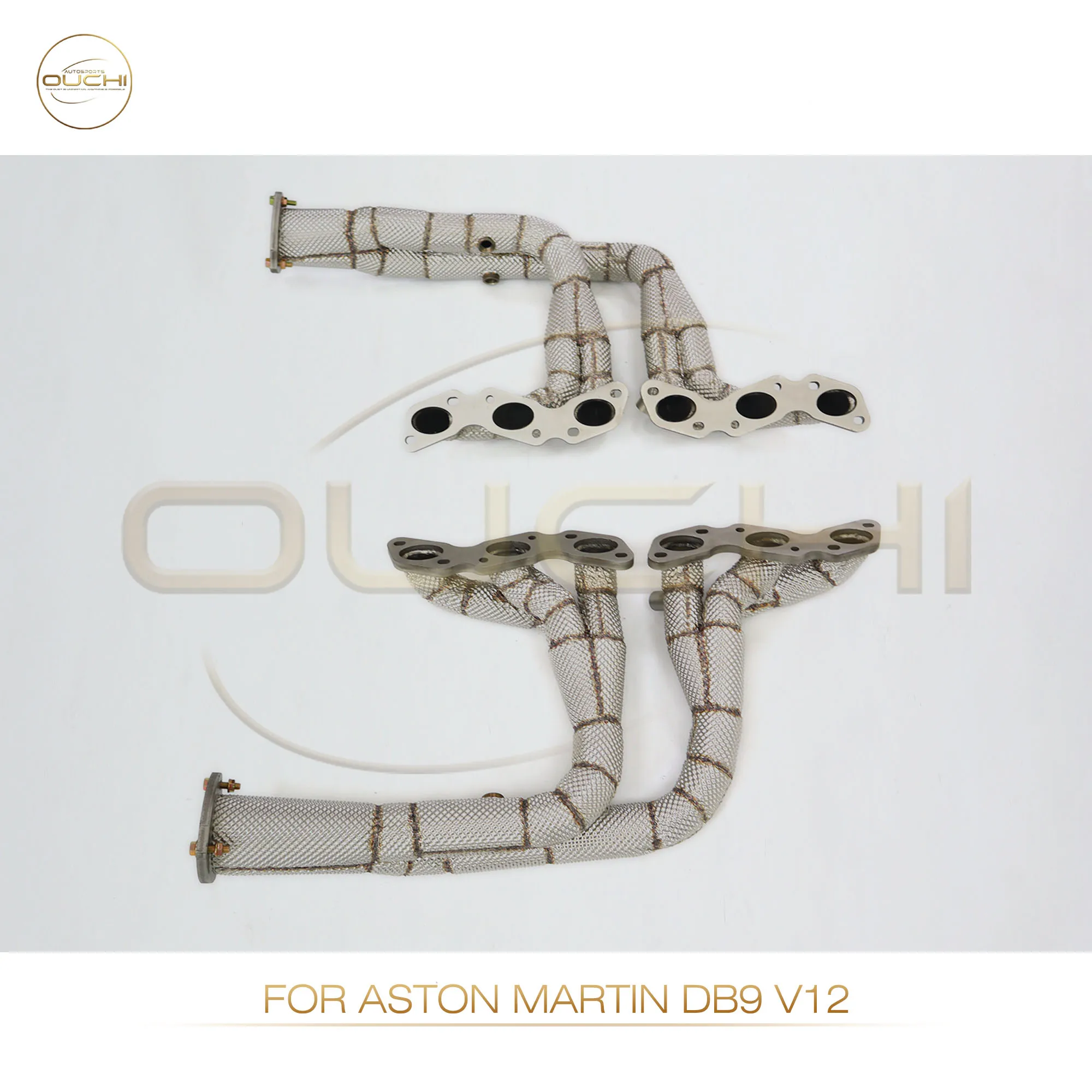 Ouchi Stainless Steel Exhaust Manifold  with Heat Shield Headers Downpipe for Aston Martin DB9 V12