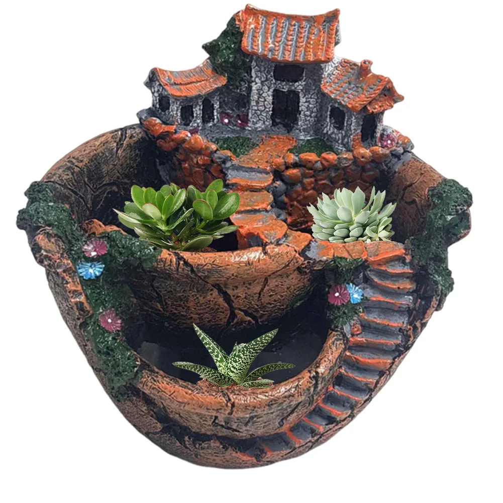 Succulent Pot Small Plant Holder Decorative Bonsai Container Multi-Function Garden Plant Pot Vat Shape for Cactus Succulent