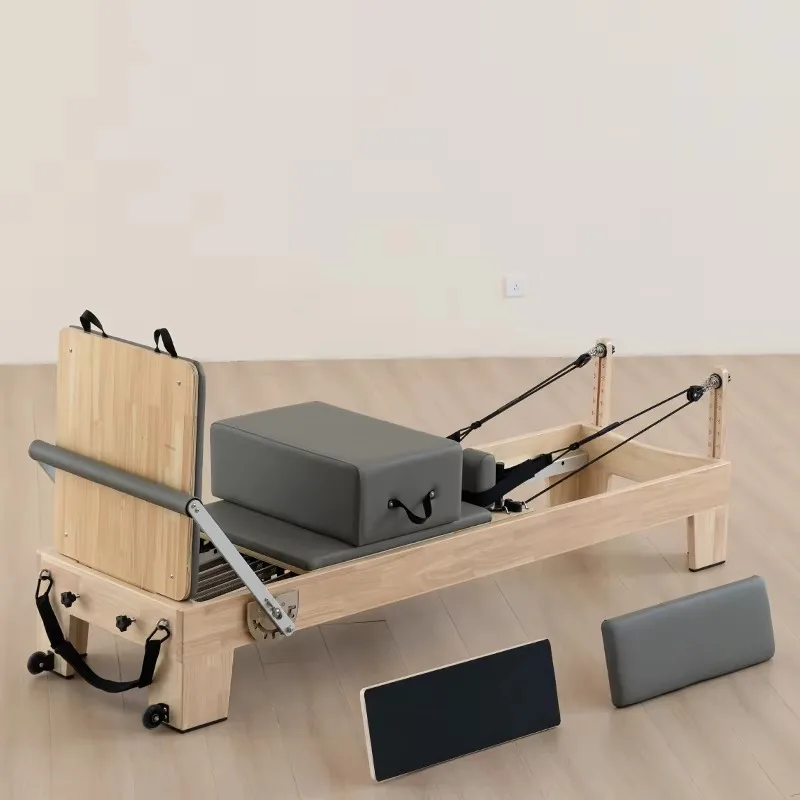 Commercial Home Pilates Reformer Machine Durable Oak Maple Wood Bed Pilates Studio Equipment with 3-Year Warranty