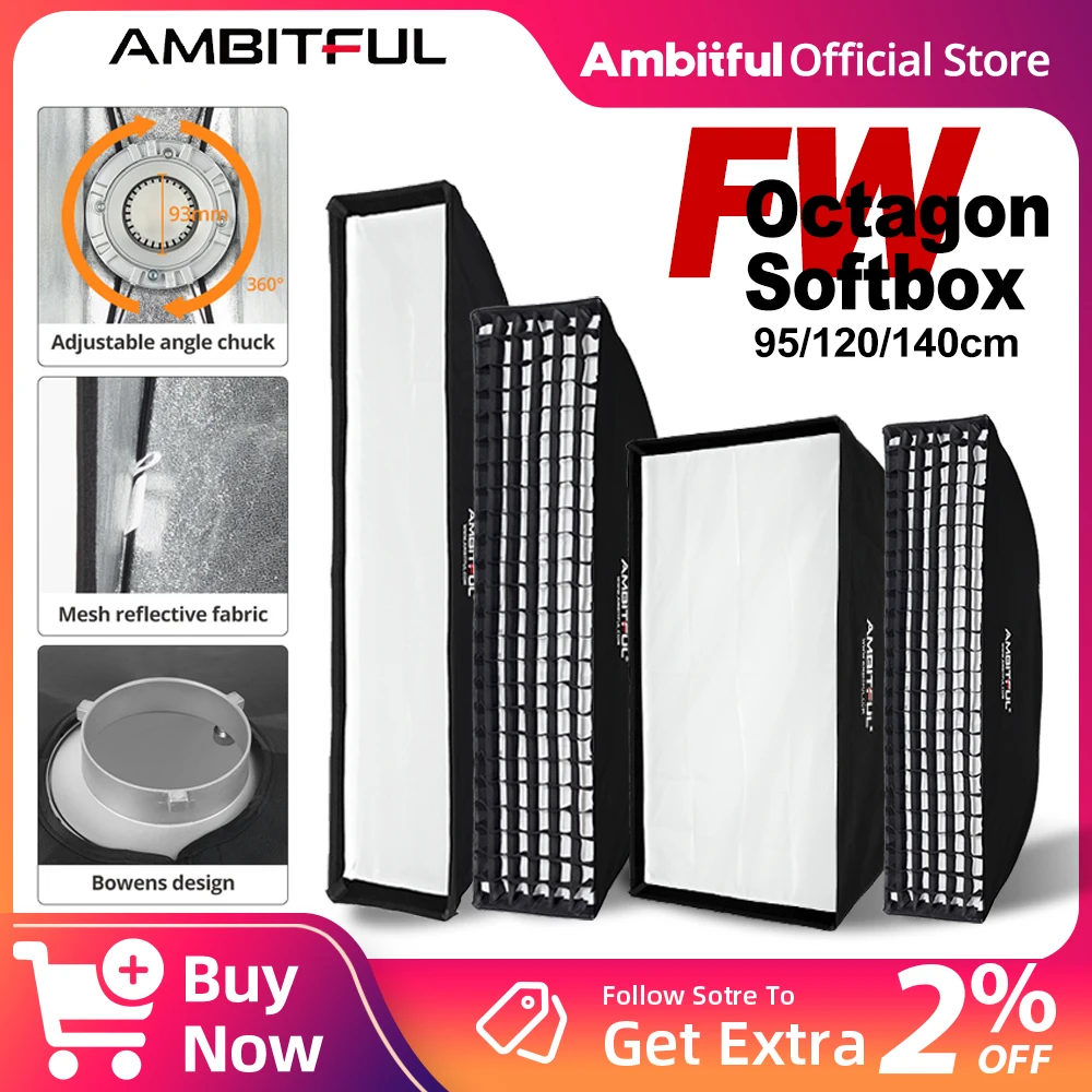 AMBITFUL – boîte à lumière rectangulaire BW/FW, 60x90/35x160cm, boîte souple professionnelle, Kit d'effet de lumière pour photographie, boîte mate avec grille en nid d'abeille