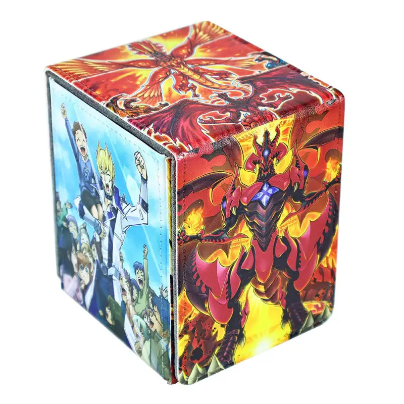 

Yu-Gi-Oh! Tyrant Red Dragon Archfiend DIY Large Capacity Leather Card Box Thickened Anime Game Collection Card Storage Box 110+