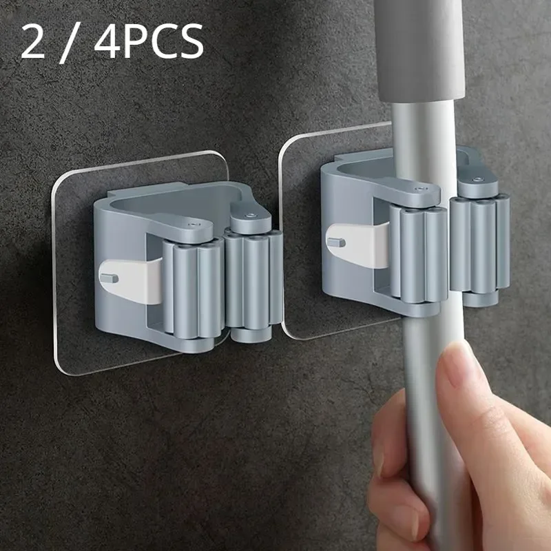 

Suction Home Mop Wall Hanging Waterproof Broom Organizer Storage Mounted Hanger Pipe Traceless Hooks Bathroom Holder Rack