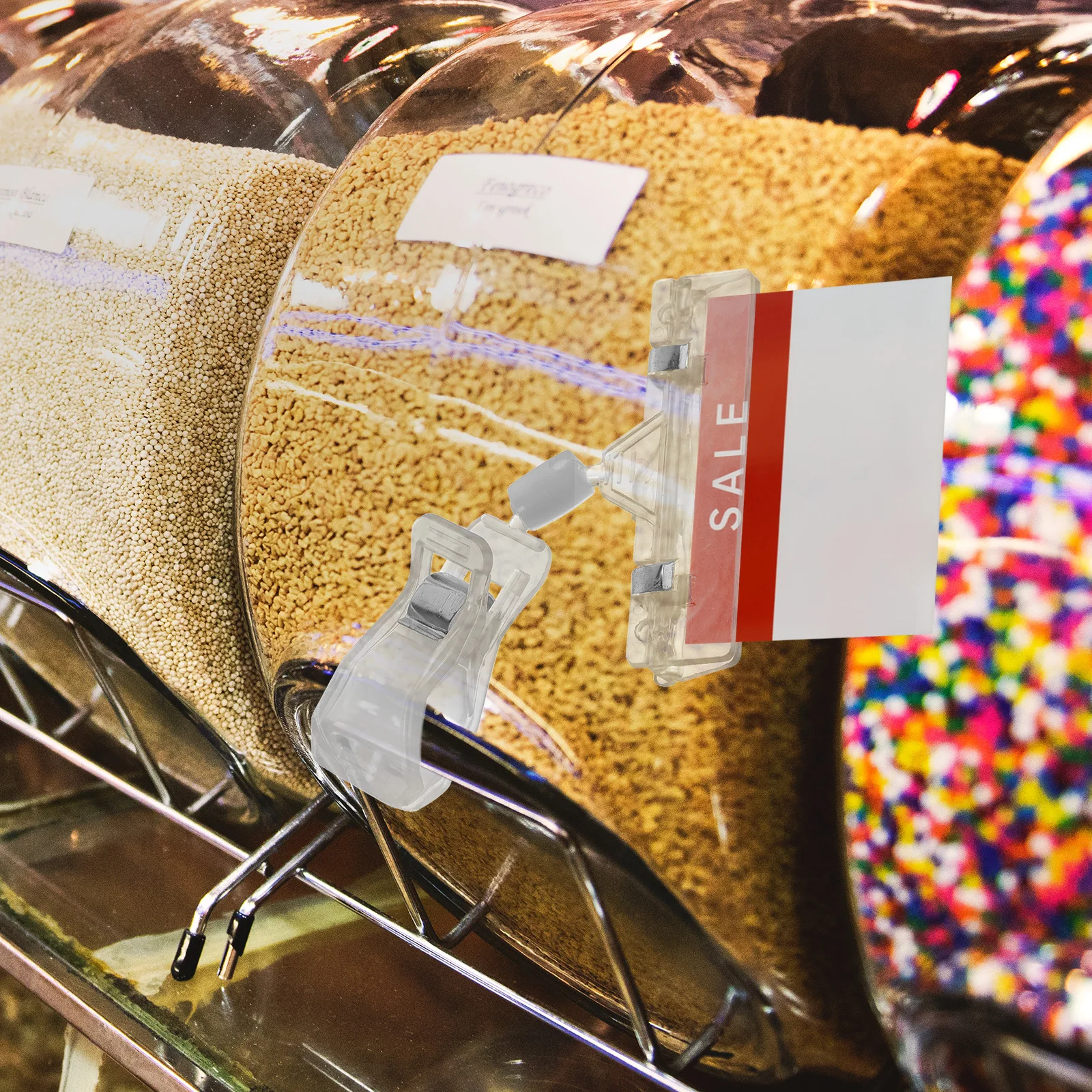 

10Pcs Clear Rotatable Price Tag Clips Sign Holder Clips for Supermarket Retail Merchandise Advertising Display