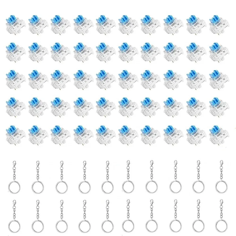 90pcs Keyboard Clicker For 3D Print Cris Click 3-pin Mechanical Keyboard Switches With 20PCS Metal Keychain