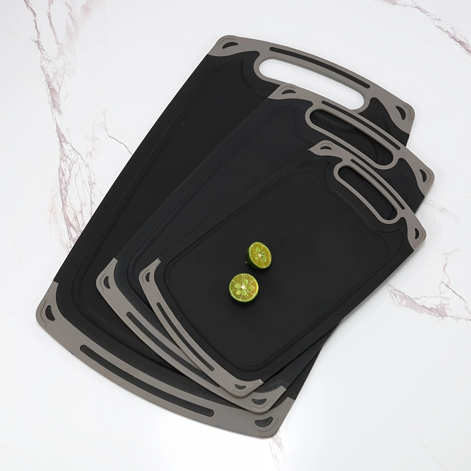 Multifunctional Kitchen Cutting Board Set with Plastic Wheat Straw Imitation Marble Pattern Kitchen Cutting Board Can Be Hung Wi