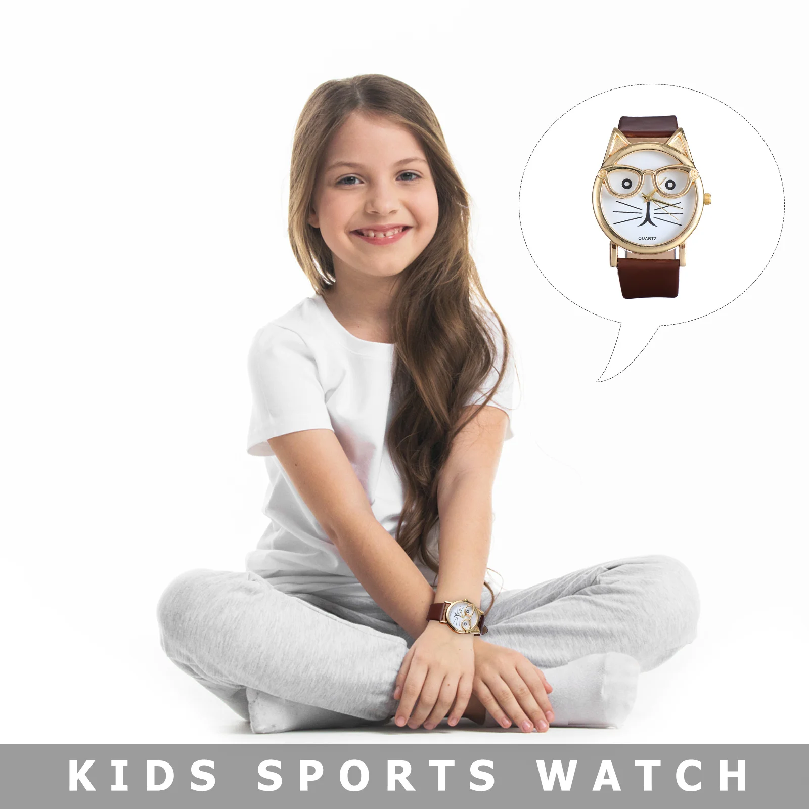 1 قطعة ساعة قطة لطيفة لحزام PU كوارتز حركة ساعة يد مريحة تناسب أنيقة ملابس يومية إكسسوار #1