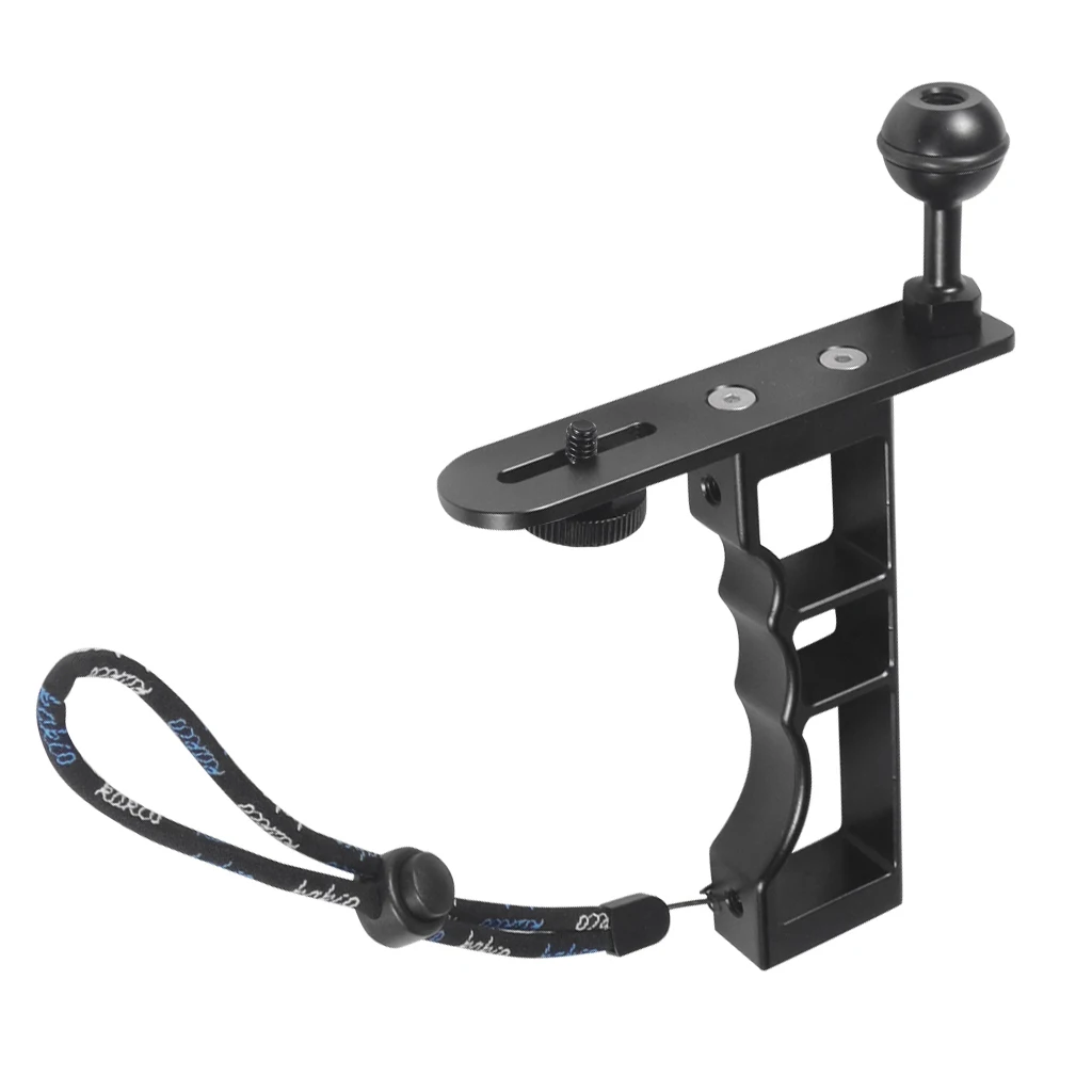 CNC Aluminum Handheld Selfie Stick Hand Diving Grip Monopod Bracket Mount for Gopro Underwater Camera housing Case Handle Tray