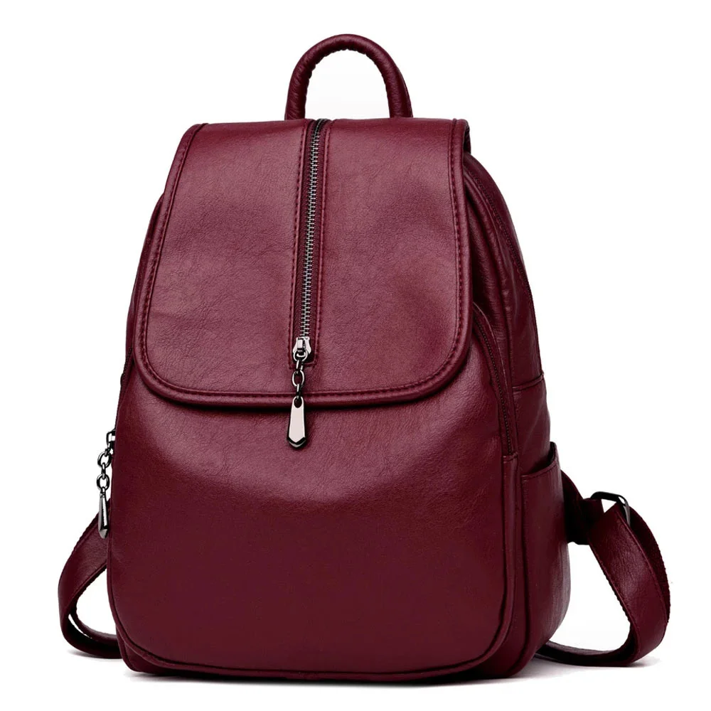 

Backpacks Female Vintage High Quality Women Leather For Teenage Girls Sac A Main School Shoulder Bags