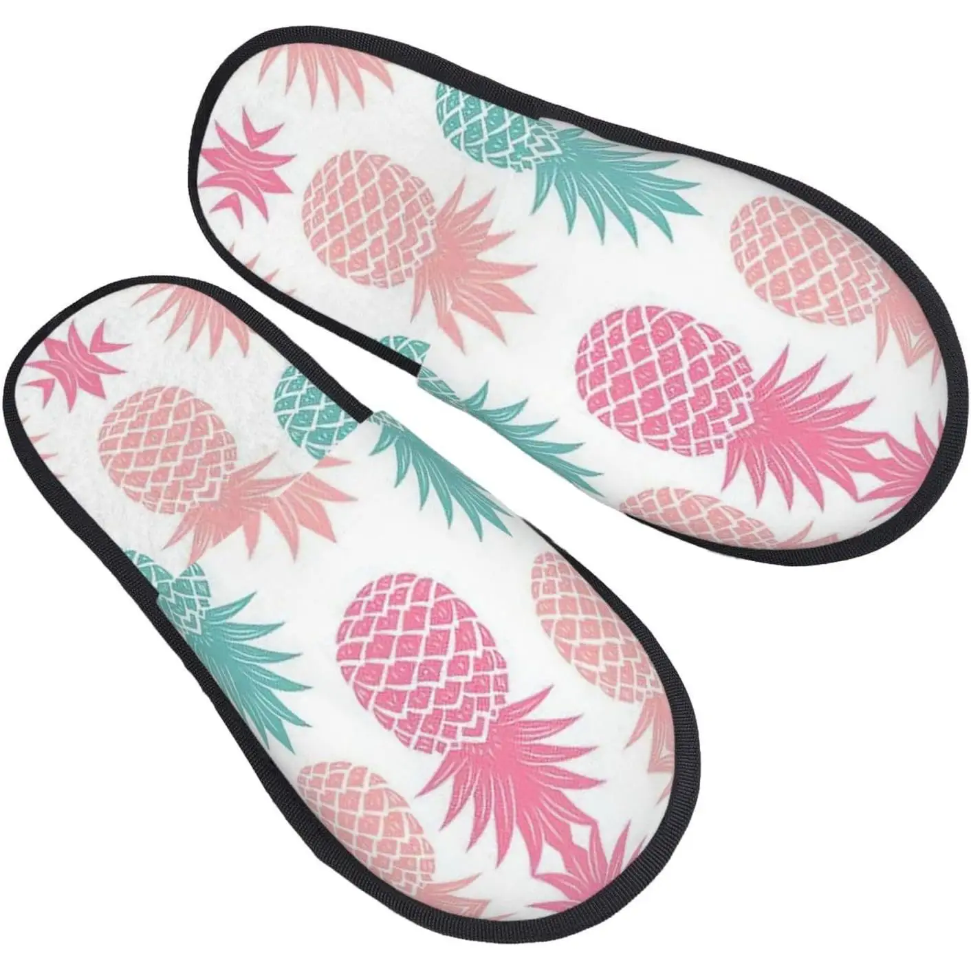 

Colored pineapple printing Fall Winter Fuzzy Slippers Comfy House Shoes,Portable for Hotel Travel Gifts for Women and Men