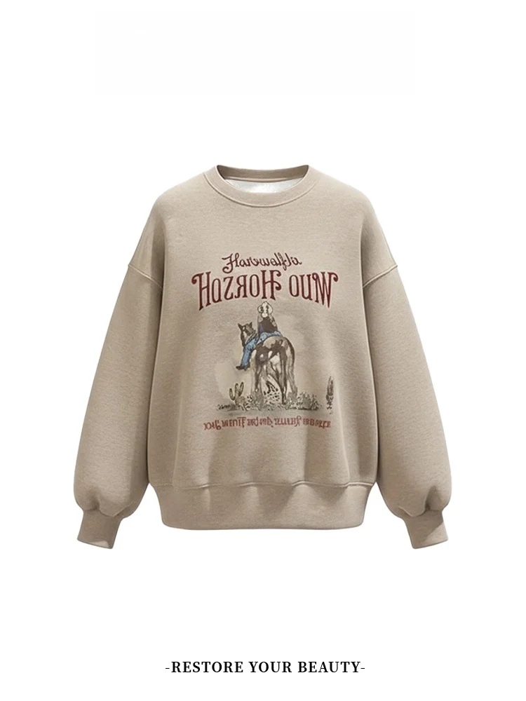 Women's Fce Lined Oversized round Ne Sweatirt And Wide Leg Pants Two Piece Set Comfortable Loose Fit Winter Outfit