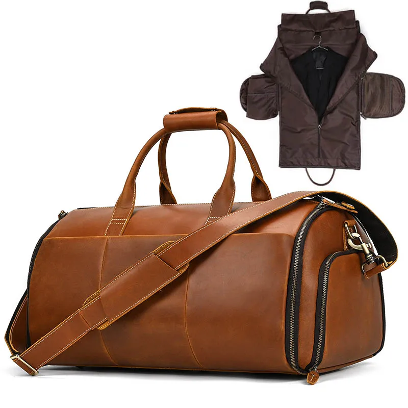 Luufan Crazy Horse Leather Foldable Suit Bag 5