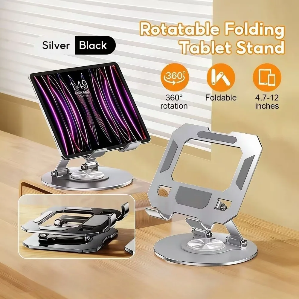 

360° Rotatable Tablet Stand Adjustable Foldable Desktop Stand Holder Compatible For 4.7-12 Inch Ipad Pro/Air/Min Laptop Tablet