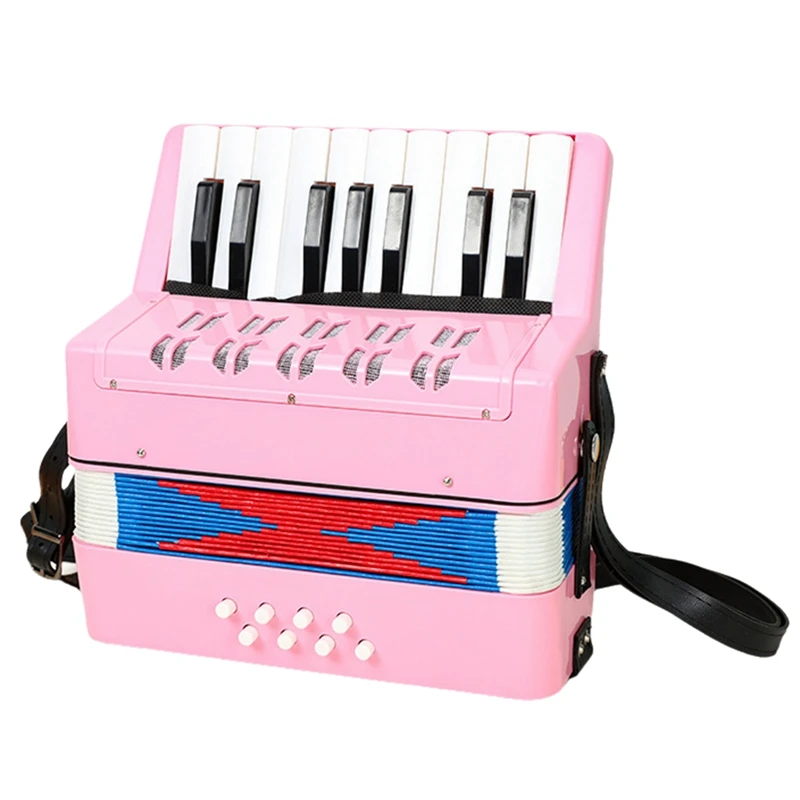 

Pink 17 Keys 8 Bass Accordion Children's Educational Musical Instrument For Students Beginners Easy Install