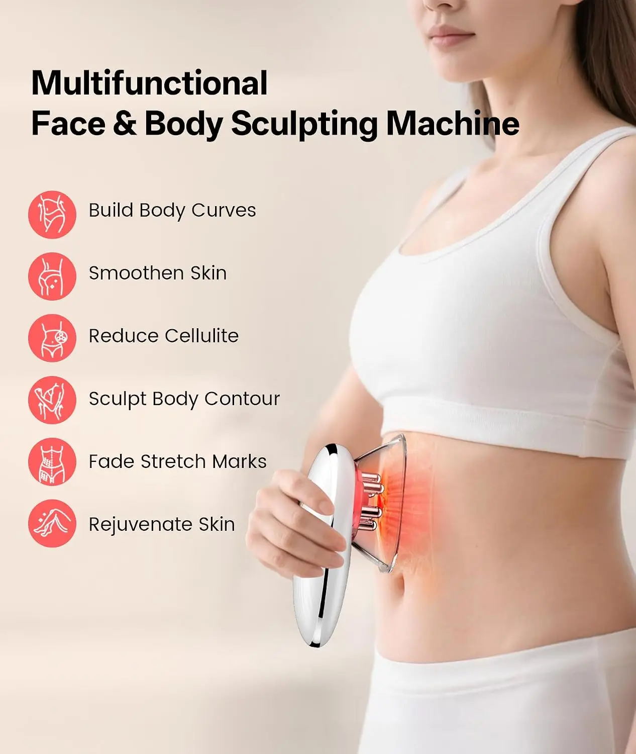 Body Sculpting Device Vacuum Cellulite Massager EMS Muscle Stimulation Red Light Therapy Fat Burner Skin Tightening Massage Tool
