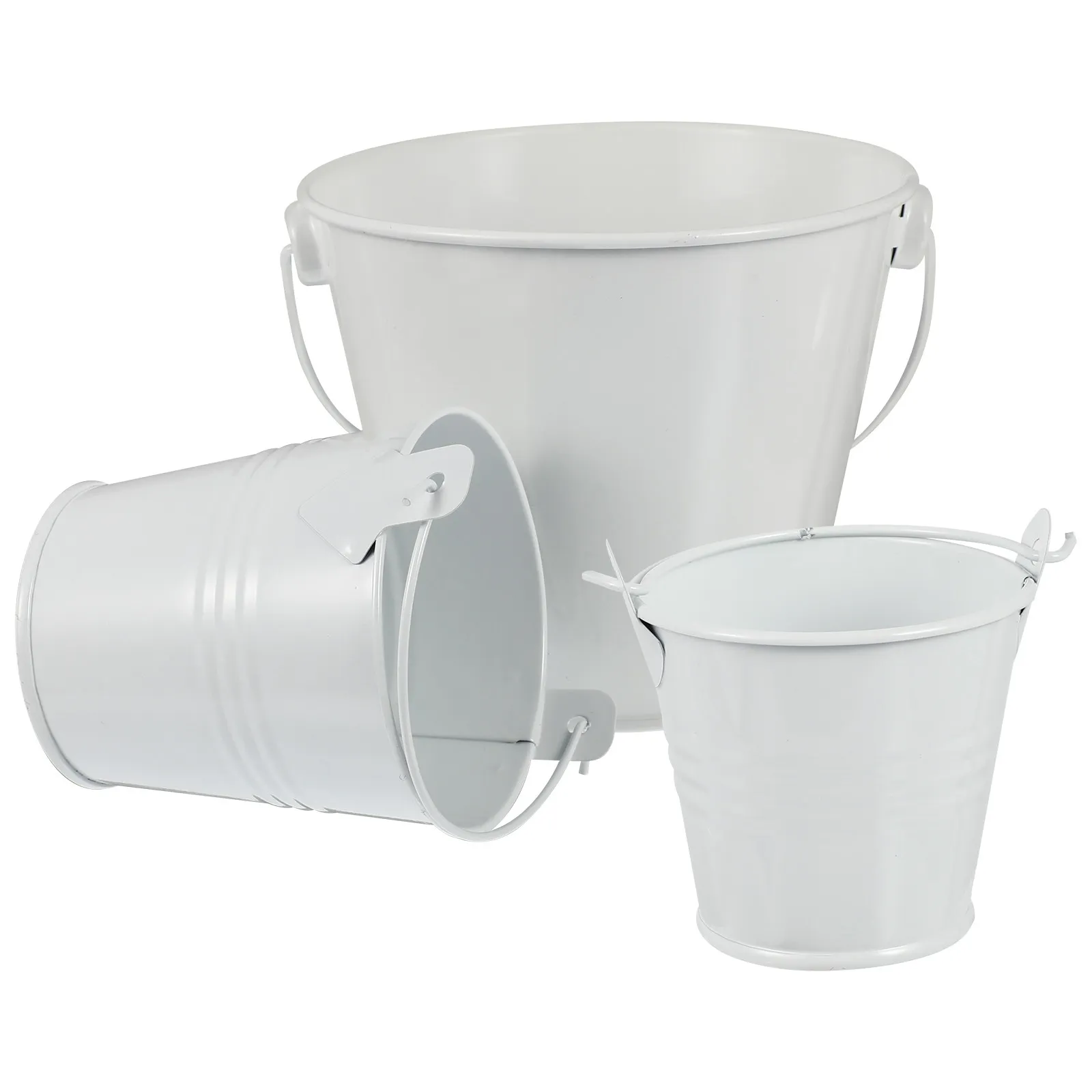 3Pcs Metal Buckets Iron Planters Flower Containers Home Decoration with Handles Metal Buckets Iron Flower Pot Garden Bucket