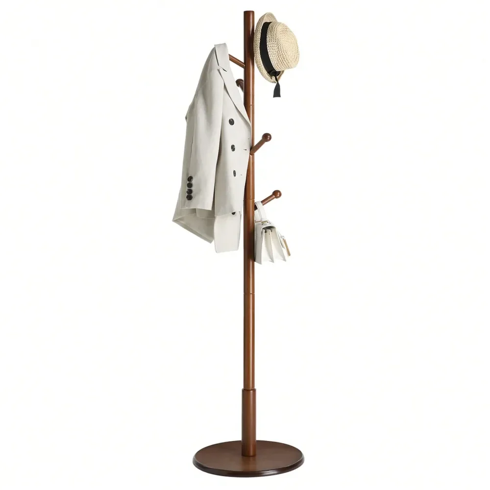 

Solid Wood Coat Rack, Free Standing Hall Coat Tree With 7 Hooks, 3 Height Options, For Coats, Hats, Bags, Purses, For Entryway,
