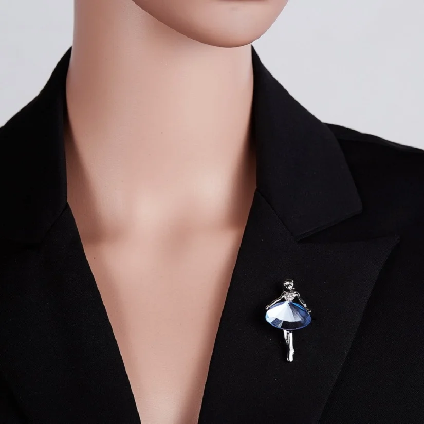 Female Cute Ballet Crystal Brooch Dancing Girl Clothes Corsage Women Fashion Jewelry Gifts Enamel Lapel Pins for Ladies