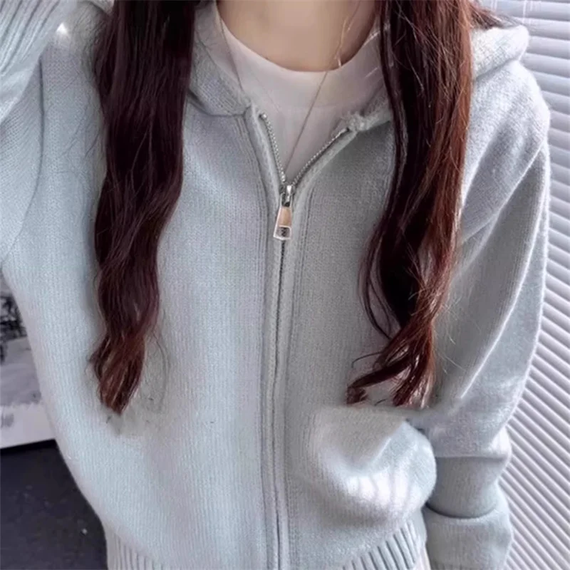 سترة دونغقوان داليانغ النسائية المحبوكة ذات الجودة الممتازة وصلت حديثًا من سترة بغطاء للرأس من Chaoan Long Sve لخريف