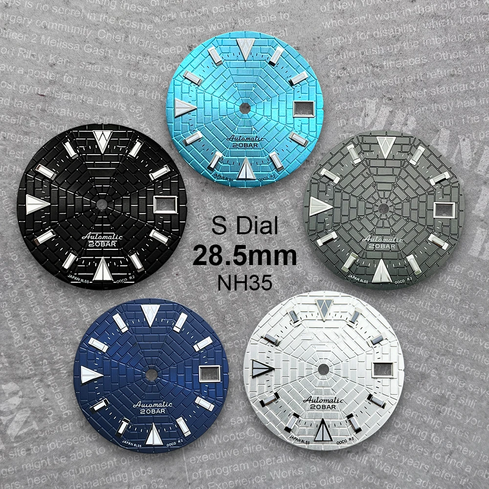 

28.5 mm Cobweb S Logo Dial Suitable For NH35/NH36/4R/7S Japan Automatic Movement Green Luminous Watch Modification Accessories