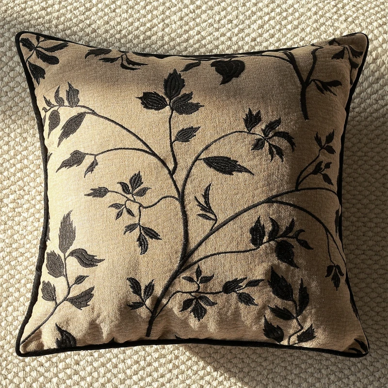 45X45CM Black White Throw Pillow Cover Homestay Embroidery Simple Waist Cushion Cover Decor Home Decorative Pillowcase