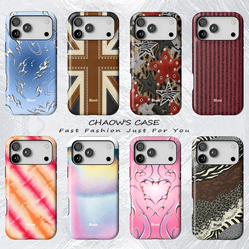 

Luxury BluntS Leopard Print Studded Star Phone Case for iPhone 17 17e 16e 16 15 14 13 12 11 Air Pro Max Plus Double-layer Cover