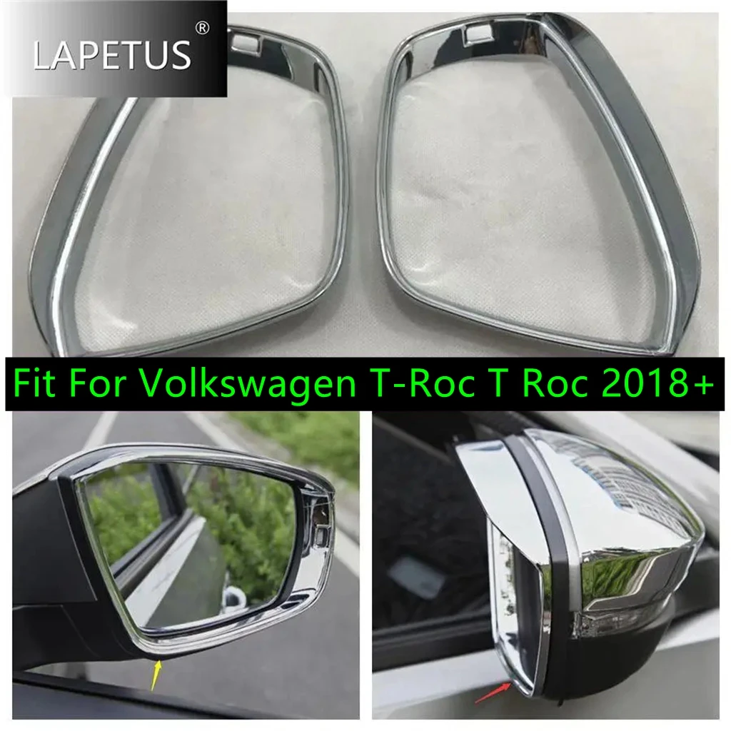 ABS Auto Rearview Mirror Rain Shade Back Rain Eyebrow Decor Frame Cover Trim For Volkswagen T-Roc T Roc 2018 - 2024 Accessories