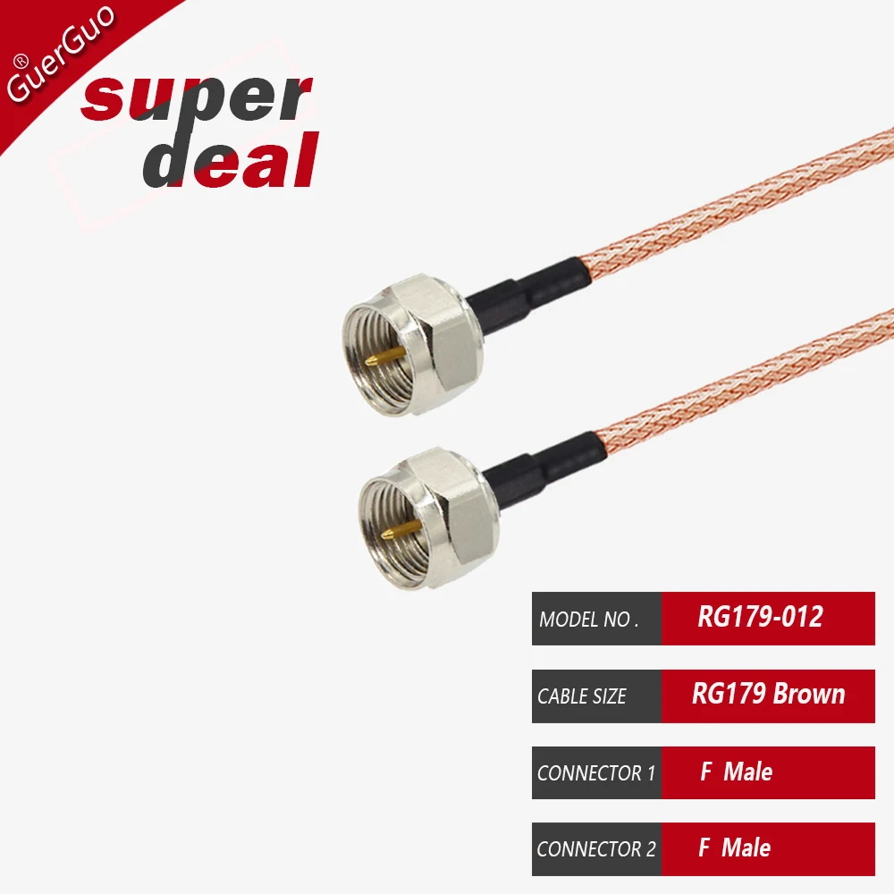 RG179 Coaxial Cable 75 Ohm F Male to F Male 90° Right Angle Plug RF Extension Pigtail for TV Set-top Box DIY Jumper