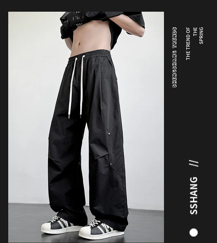 

Хлопковые американские повседневные универсальные рабочие брюки, мужские весенне-летние прямые широкие брюки, модный бренд, новые длинные брюки 2025 года