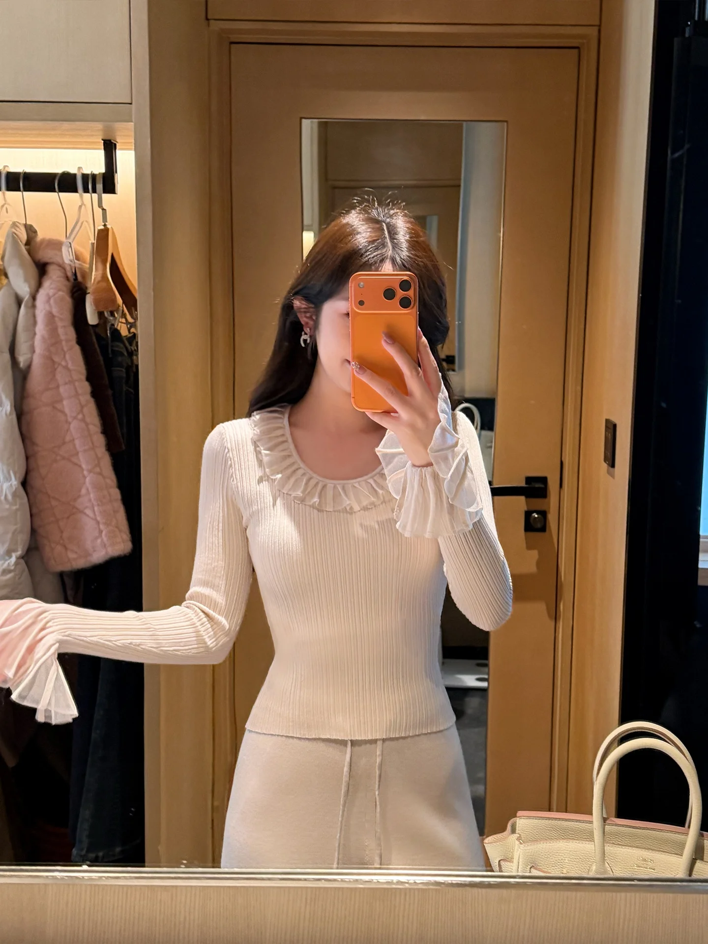 

Slim Fit Knitted Base irt Women's Faionable Blouse Autumn Winter New Sle round Ne ort Length Inner Wear Casual Wear