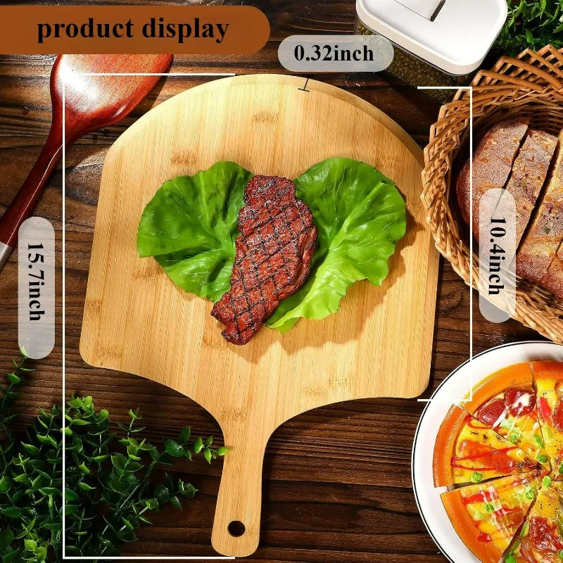 1pc Bamboo Pizza Peel with Long Handle Pizza Spatula Bevelled Pizza Peel Paddle Multifunctional Pizza Turning Peel