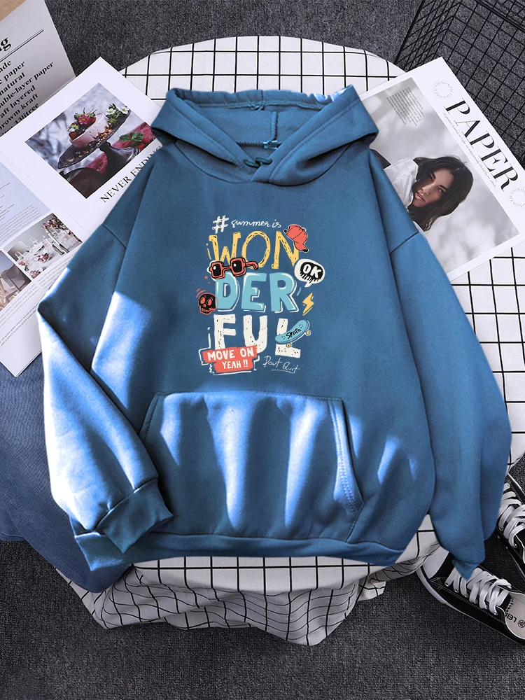 

Summer Is Wonderful Move On Yeah Womens Hoodie New Street Sweatshirt Crewneck Fleece Female Hoody Fashion Multicolor Pullover