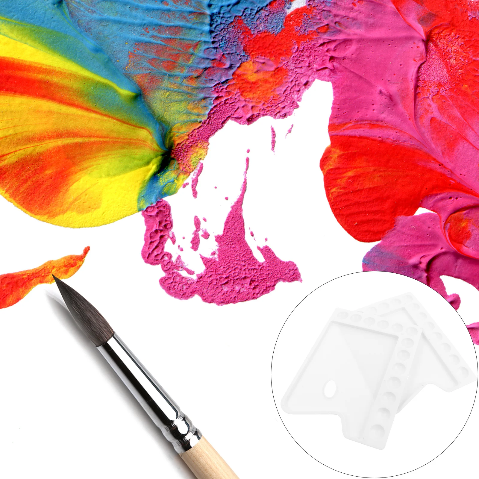 

3Pcs DIY Paint Trays Plastic Pallets Large 13-Grids Durable Color Mixing Board for Artists Manicurist Students Watercolor