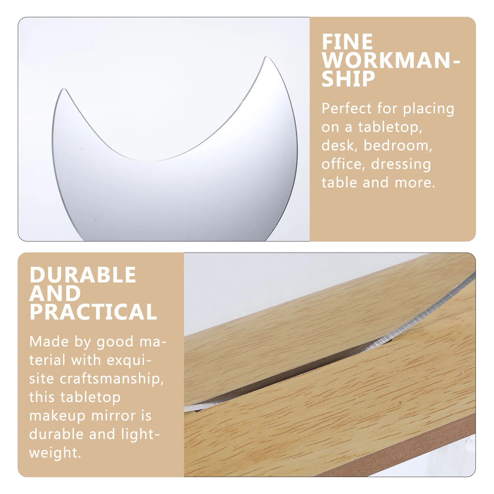 

Irregular Shape Acrylic Wooden Vanity Mirror for Bedroom Desk Table Portable Makeup Decor Travel Compact DIY Party Gifts