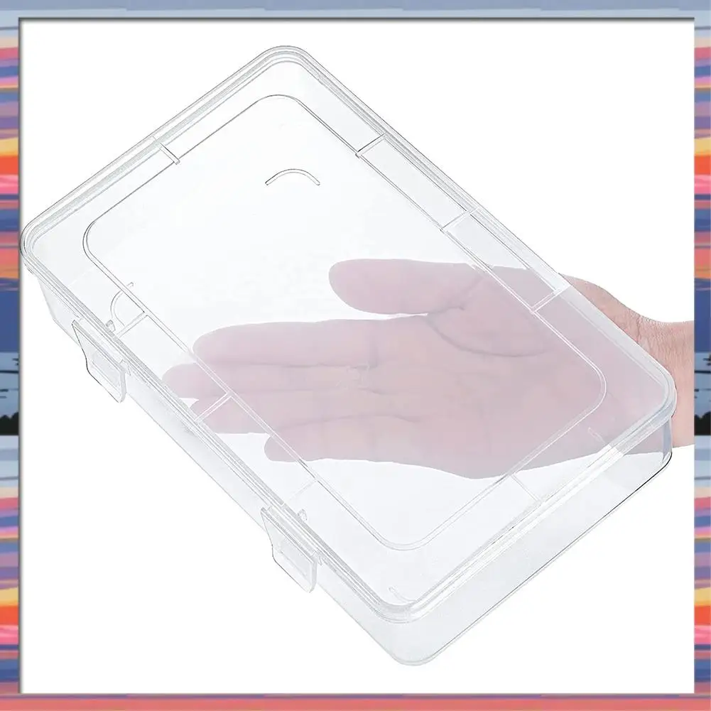 AC18 (مضمون) 12 عبوة من حاويات تخزين بلاستيكية شفافة، 8 × 5 × 1.75 بوصة صندوق مفصلي فارغ، منظم قابل للتكديس