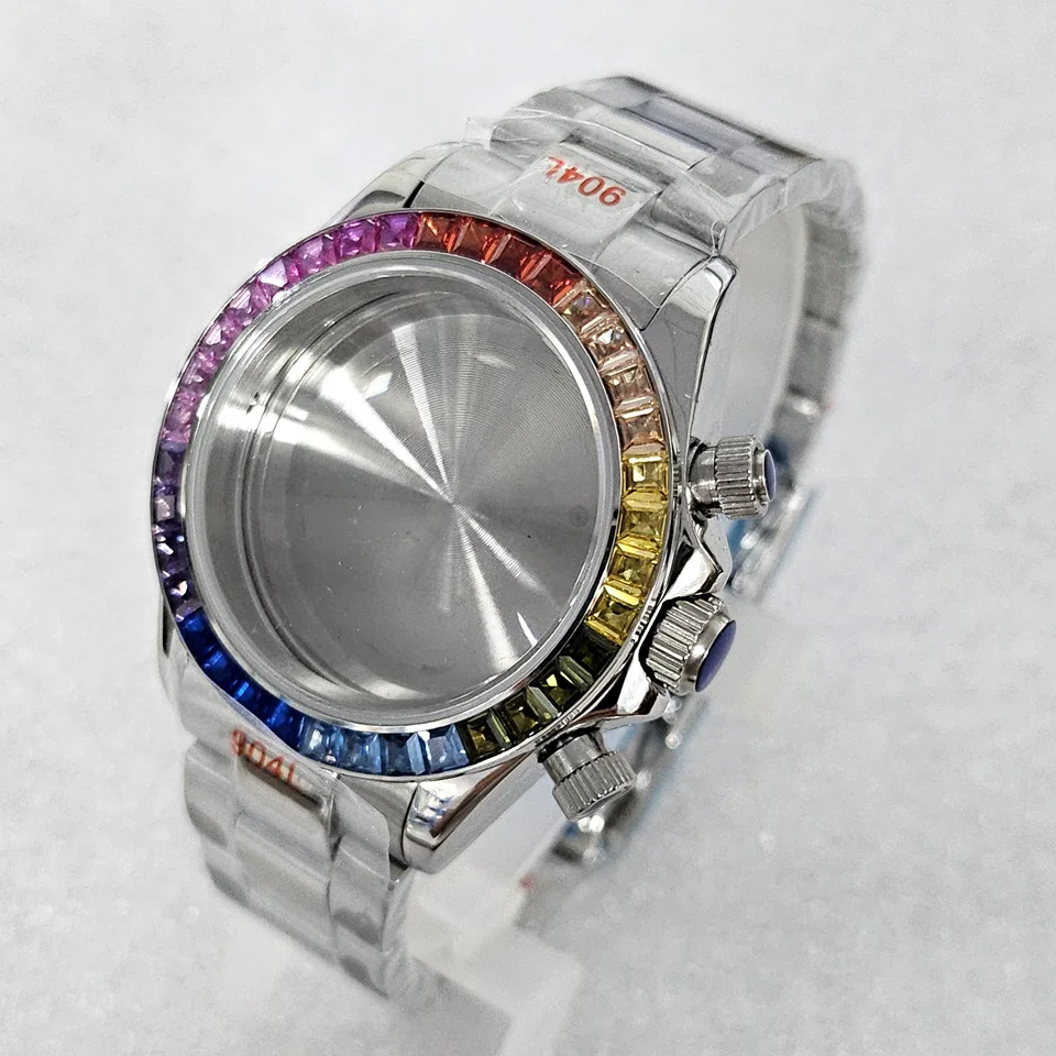 حافظة ساعة من الفولاذ المقاوم للصدأ 39 ملم + حزام مناسب لملحقات ساعة VK63 المعدلة لحركة الكوارتز VK63