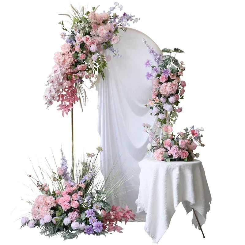 Artificial Pink Wedding Flowers Row Arches Backdrop Hanging Decor Party Christmas Table Centerpiece Fake Floral Ball Arrangement