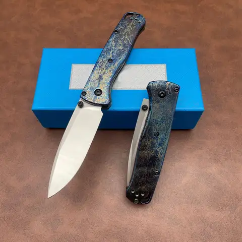 535BK Folding Knife 3.15" M390 Satin Plain Blade, TC4 Handles
