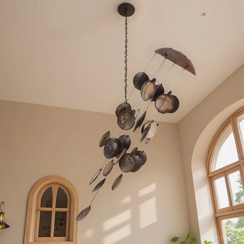

Coconut Shell Wind Chimes Natural Creative Hanging Decor For Home Garden Office Brown Wind Bell Window Decoration Accessories