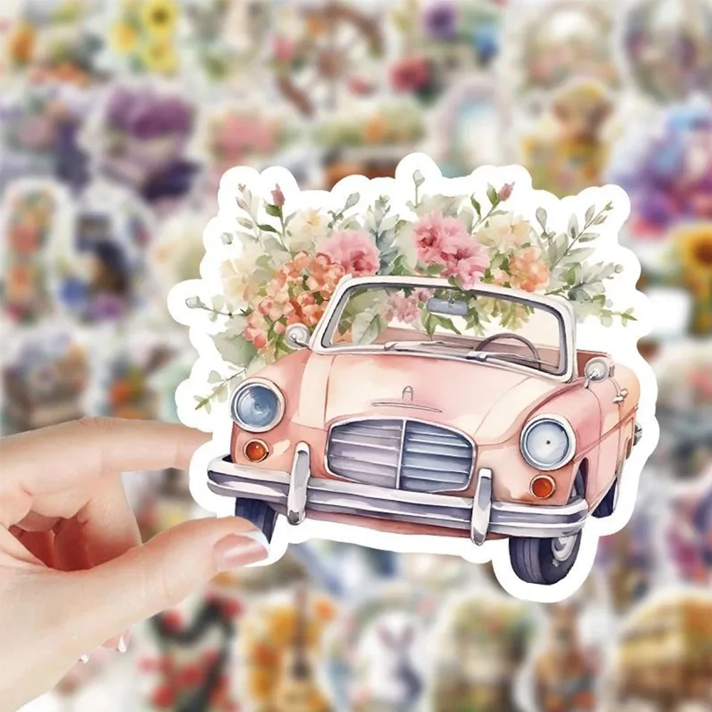 10/30/53pcs Vintage Art Flower Graffiti Stickers Retro Aesthetic Sticker DIY Phone Case Water Bottle Notebook Waterproof Decals