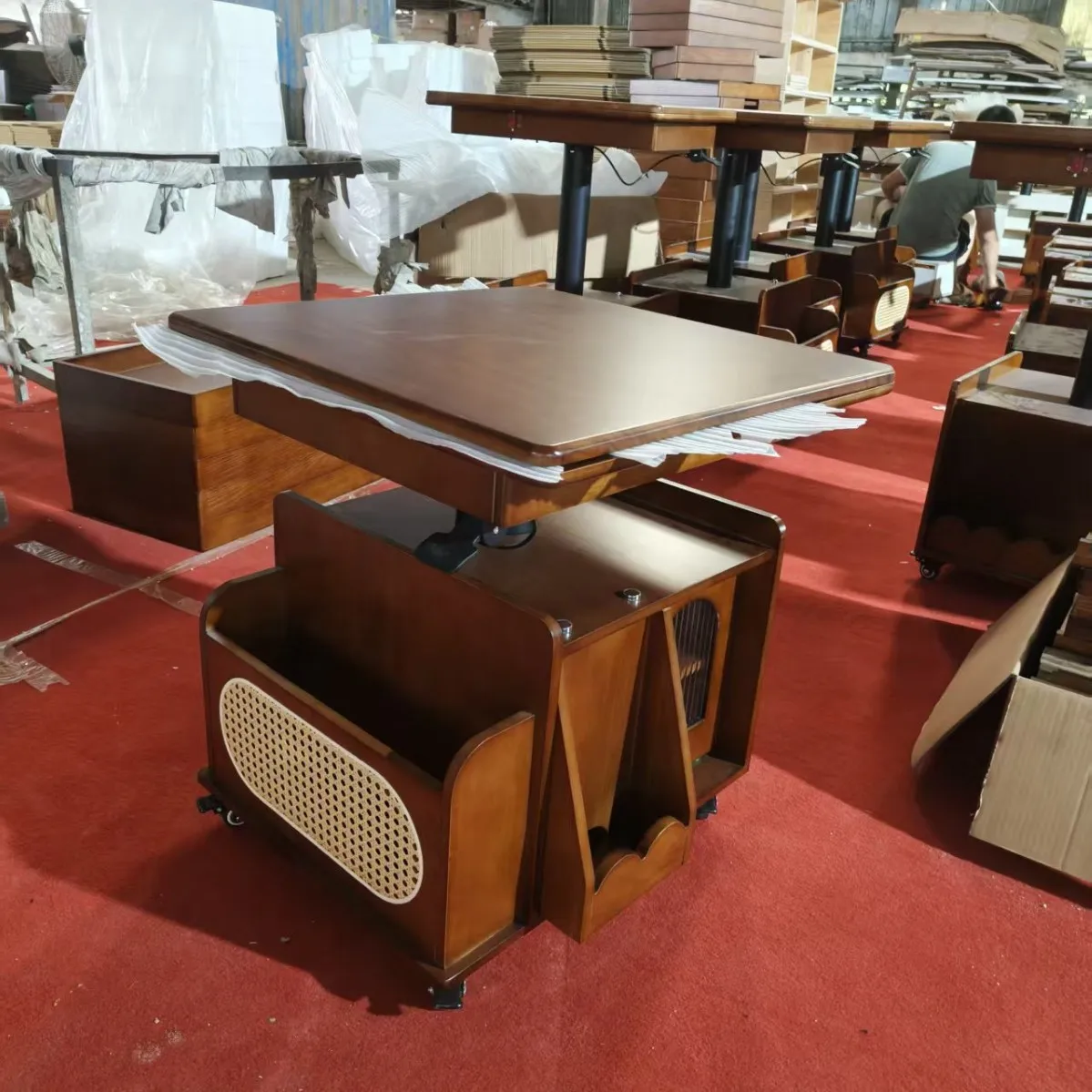 Mesa de centro de elevação de madeira maciça carrinho móvel mesa de chá dobrável jantar dupla finalidade chá multifuncional sala de estar