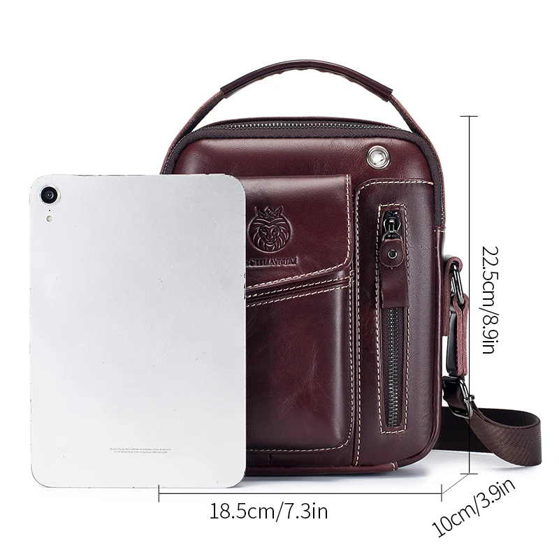 SCHLATUM 100% Genuine Leather Vintage Chest Bag For Men Shoulder Bag Casual Messenger Crossbody Bag