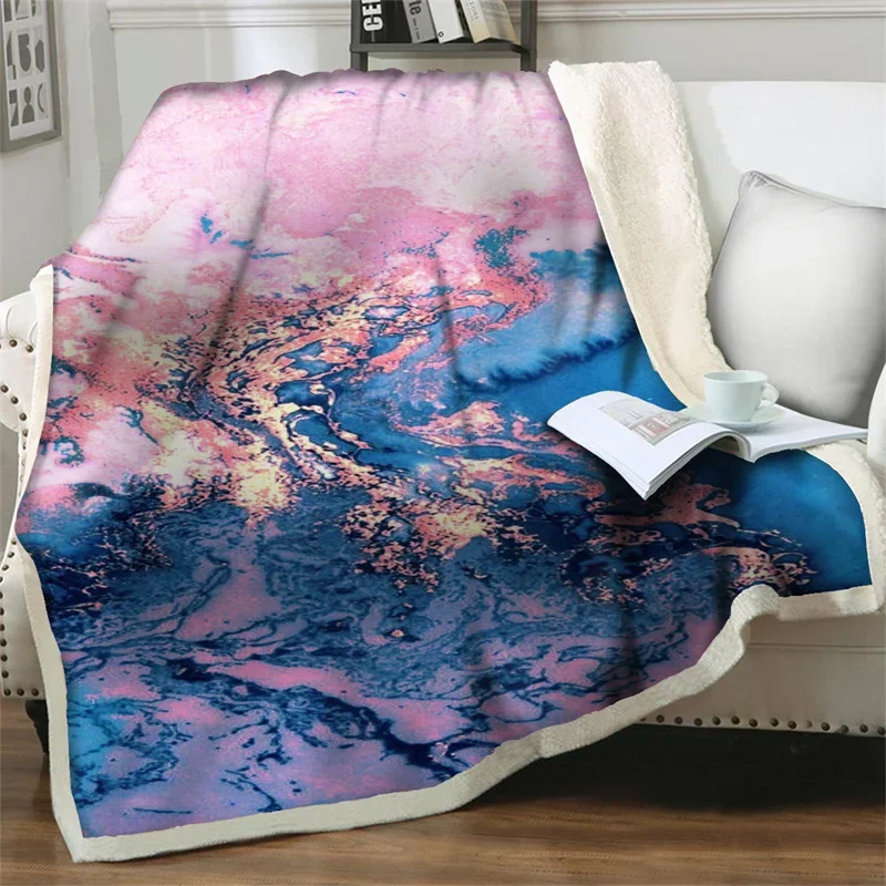 

Colorful Marble Pattern 3D Art Printed Throw Blankets For Beds Sofa Soft Fluffy Quilt Nap Cover Home Decor Sherpa Picnic Blanket