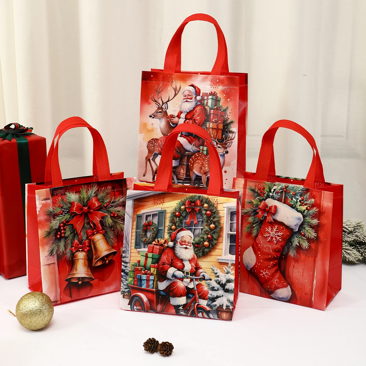8 Stück Frohe Weihnachten Geschenktüten Vlies Frohe Weihnachten Tragetaschen Geschenke Verpackung Einkaufen Liefert 2025 Weihnachten Party Dekoration – Detail 5