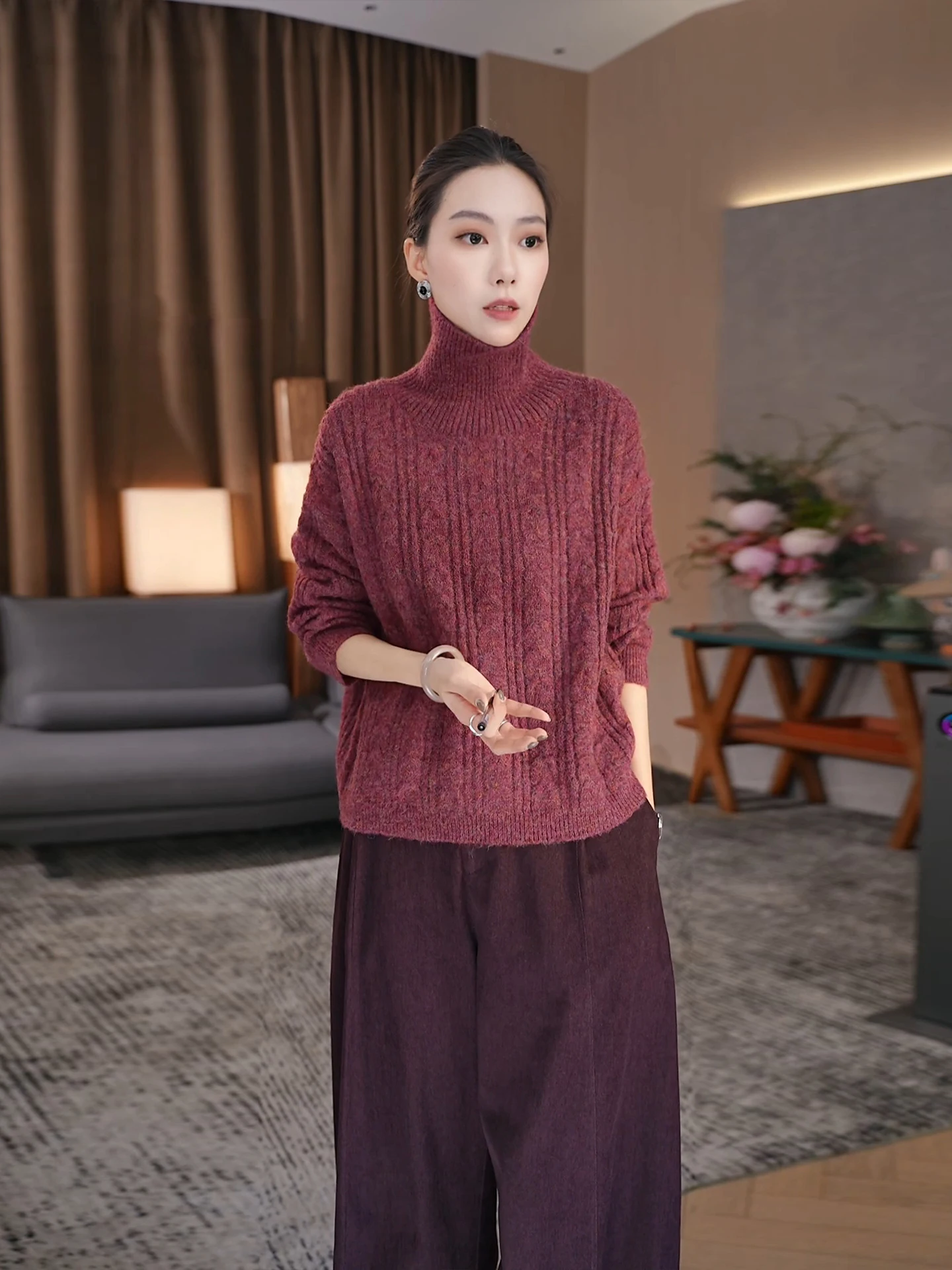 

Женский утепленный свободный вязаный свитер, новинка зимы, комфортный, с высоким воротником, длинными рукавами, повседневная одежда, полиэстер, акрил, шерсть...