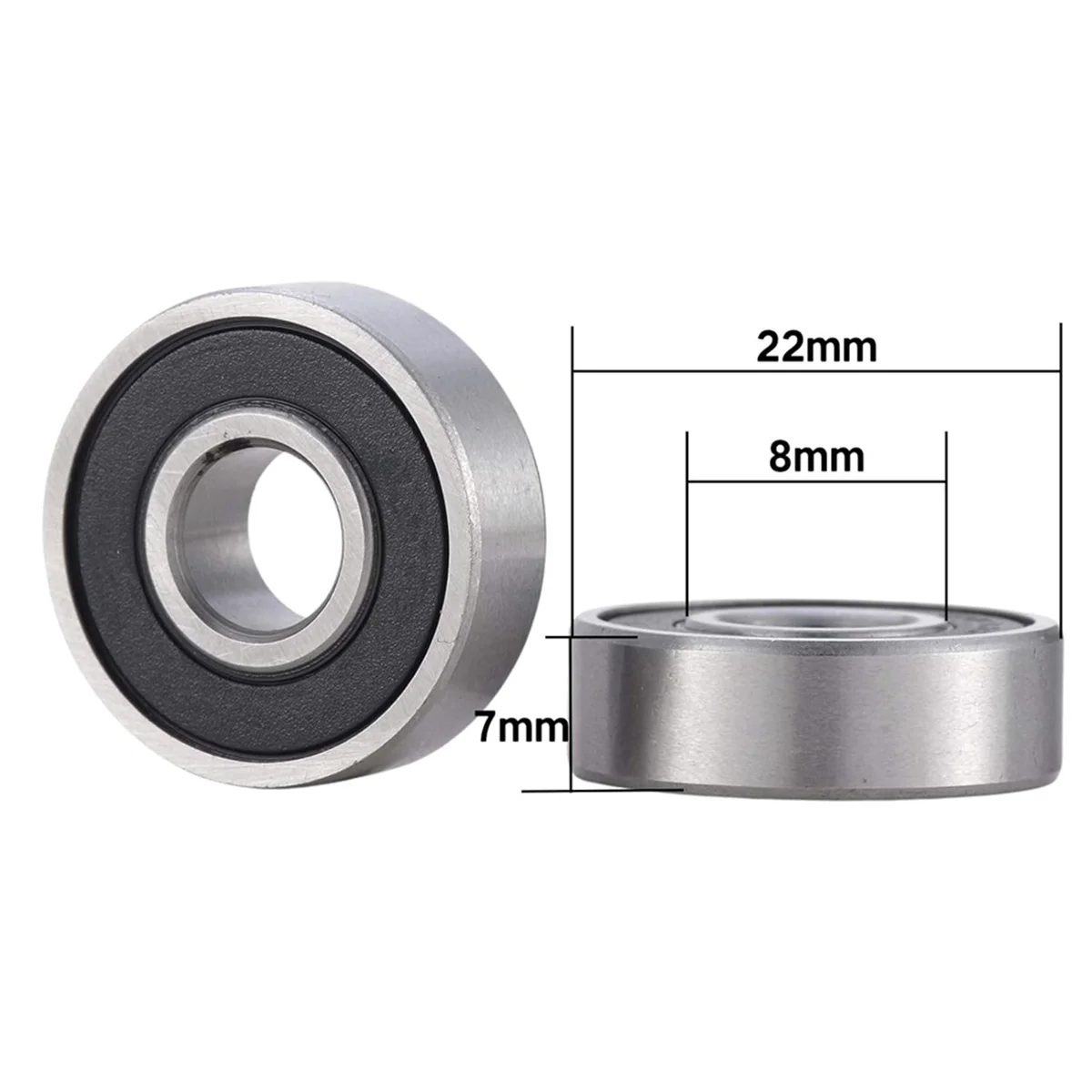 100 Pack 608 2RS Bearings, 8x22x7mm RS Ball Bearing Grease Seal Assembly Roller Skateboard Bearings