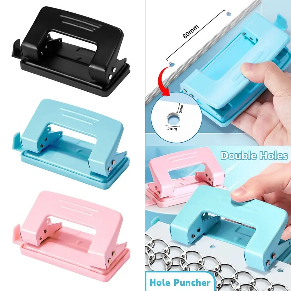 Metal Double Holes Puncher Double Holes Binding Aid Tools Round Hole Puncher DIY Punching Tool Disc Ring Binding Cutter