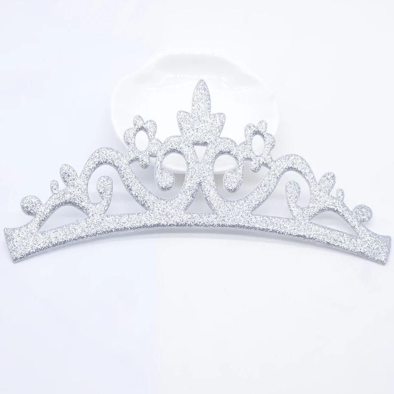 10Pcs 165*80mm Padded Glitter Crown Appliques for Clothes Hat Sewing Patches DIY Cake Topper Headwear Decor Accessories
